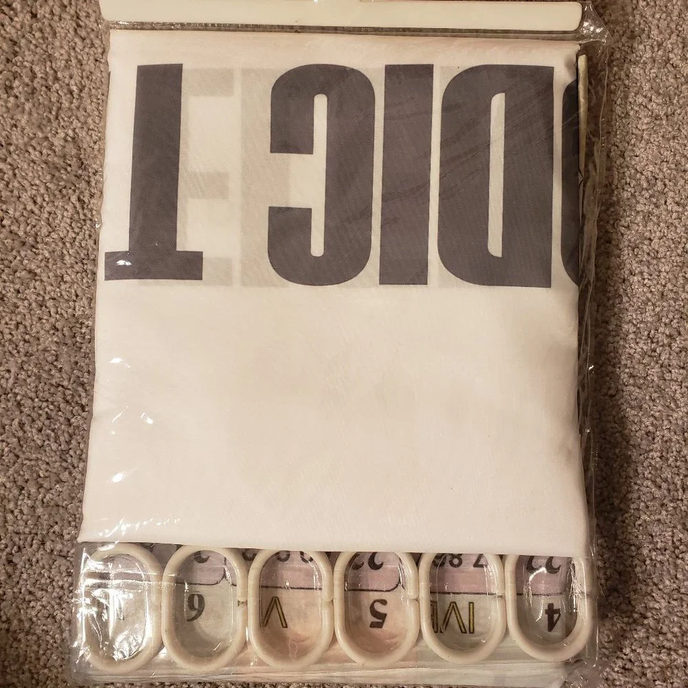 Periodic Table of Elements Shower Curtain with Rings 71X71 Inch, Polyester - NEW